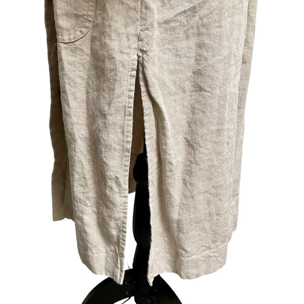 J. Jill Love Linen Shirt Dress XS 100% Linen Beige Button Front Belted Midi - Picture 7 of 12